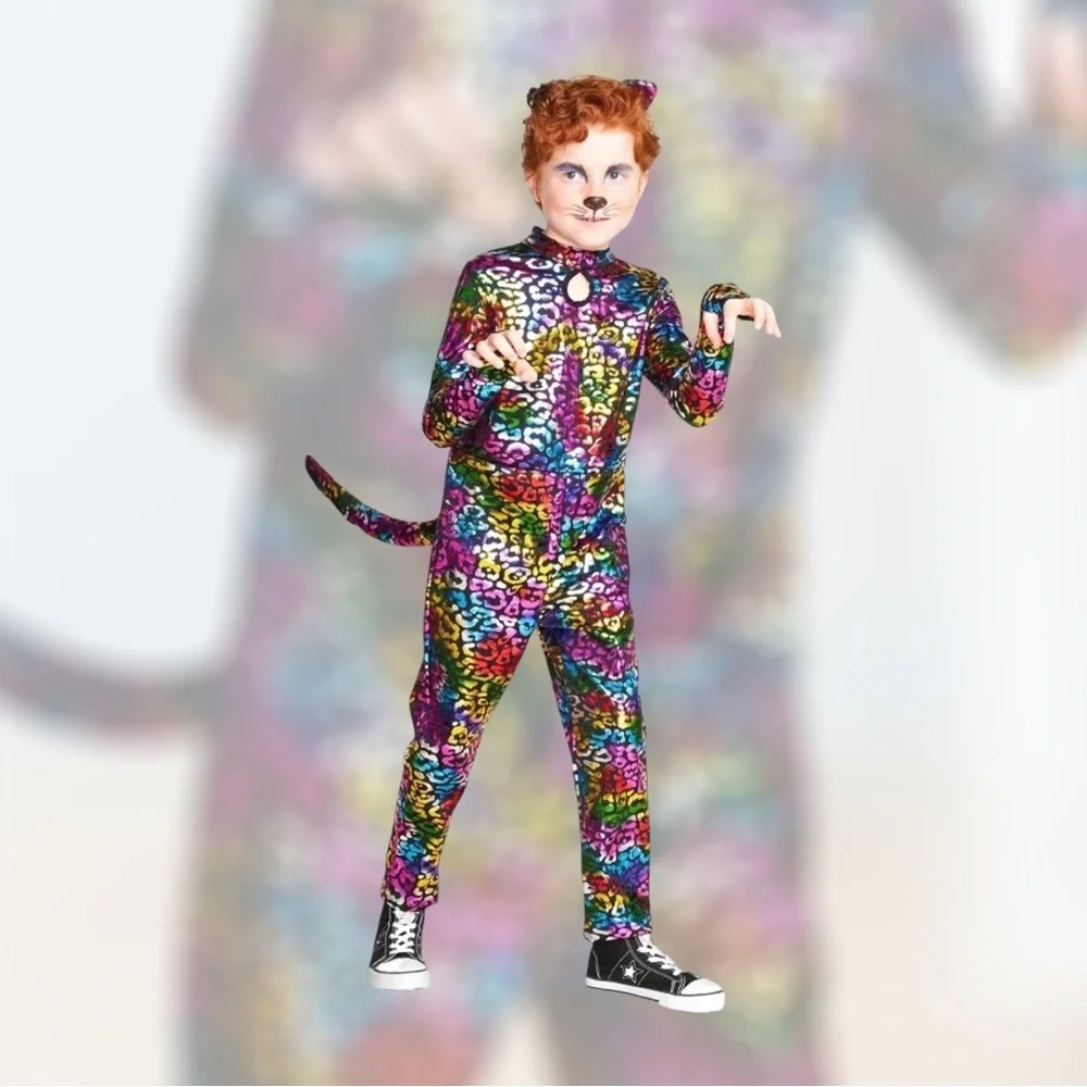 Hyde & Eek Girls & Boys Colorful Metallic Wild Cat Jumpsuit Costume Large